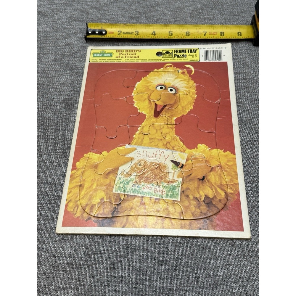 Vintage Sesame Street Big Bird Cardboard Puzzle 1981 Jim Henson Frame Tray